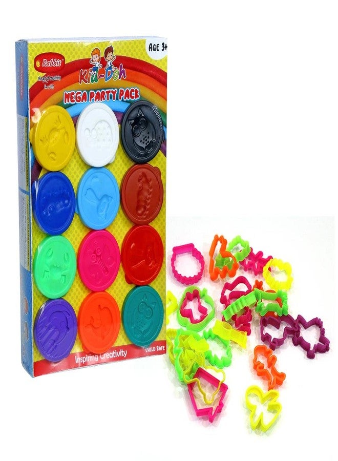 Rabbit Mega Joy Pack - 12 Color Modeling Dough Set for Kids with 24 Molds + Tools | Fun Activity Set with Roller & Cutter | Multicolor Clay for Kids | Safe & Non-Toxic | Age 3+ | Play Dough Toy - Image 1